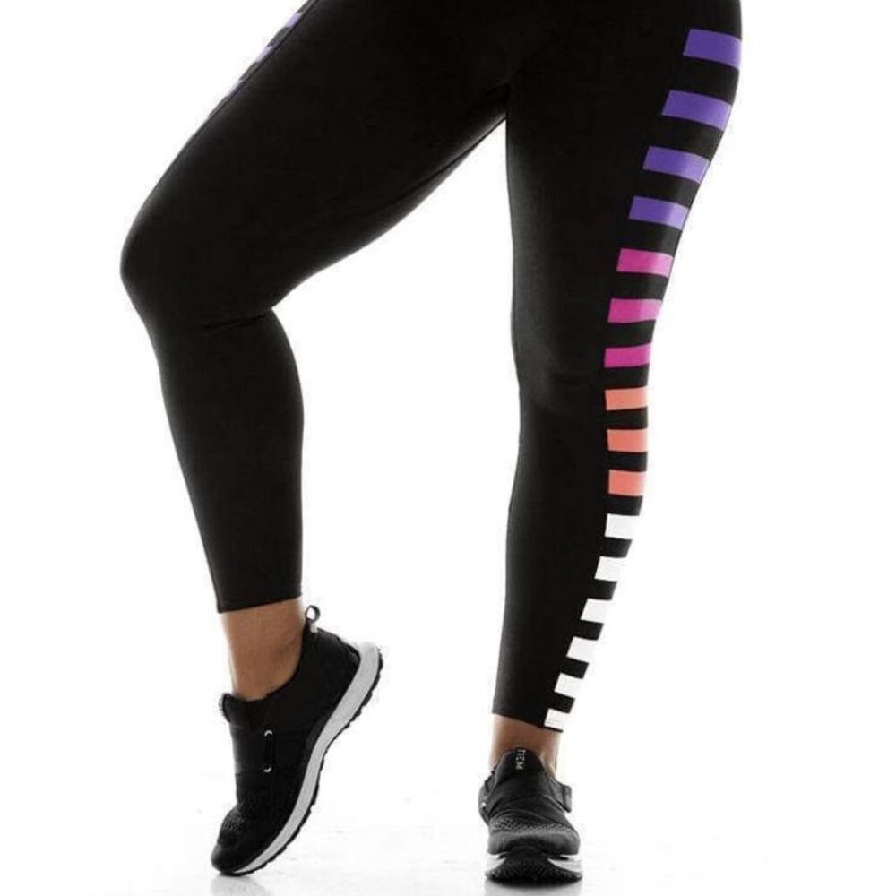 K-Deer Sneaker Length Varsity Black Leggings with Colleen Stripes